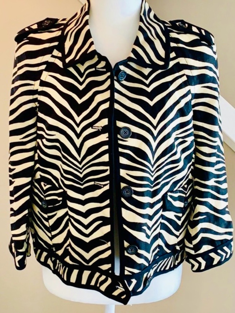 J. Crew Collection Linen Zebra-Print Bomber Jacket